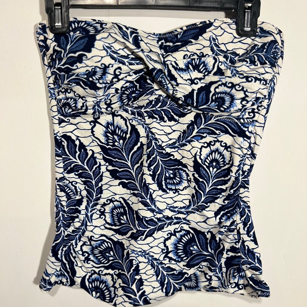 Chic Swim Set: LOFT Navy Paisley Tankini (Medium) and Swim Bottoms (Large)